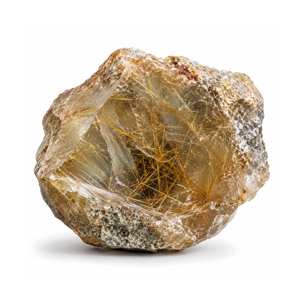 Gold Rutilated Quartz rough stone