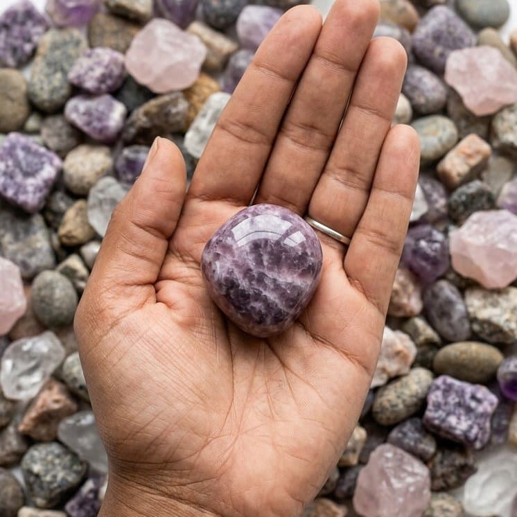 Lepidolite rough stone — view 3